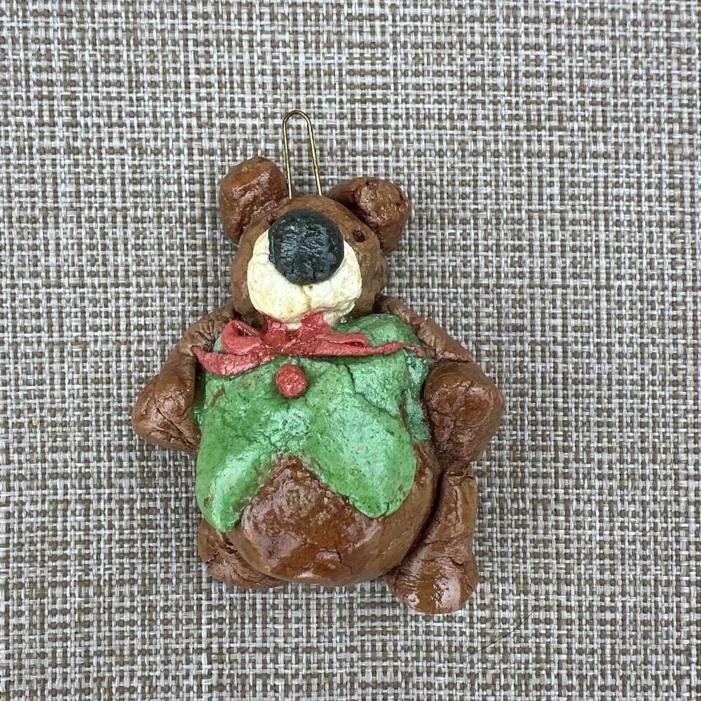 Vintage Salt dough Christmas Ornaments Lot Of 4 Santa Hawaii Bear 4”